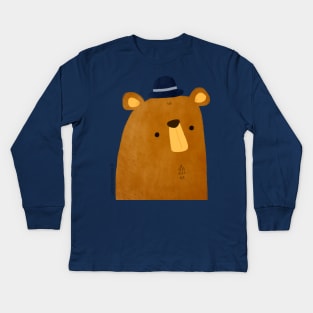 Mr Bear with Hat Kids Long Sleeve T-Shirt